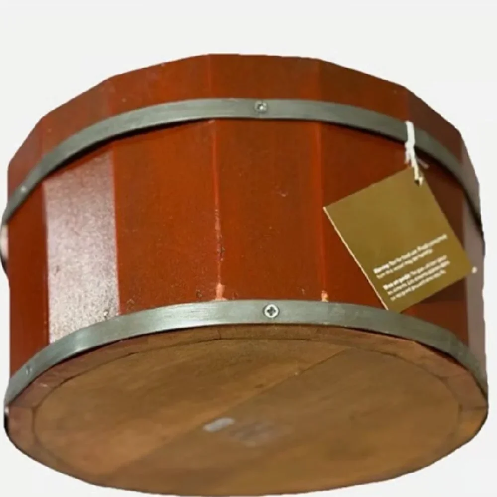 RARE NWT Pottery Barn Wood Bucket Catchalls RED | 11